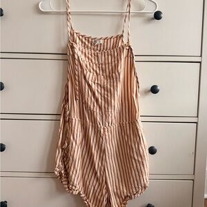 Billabong Tan and White Striped Romper